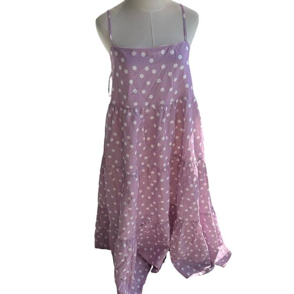 Charlie Holiday Anthropologie Purple Polka Dot, Linen, Summer Maxi Dress NWT-8 - Picture 1 of 13